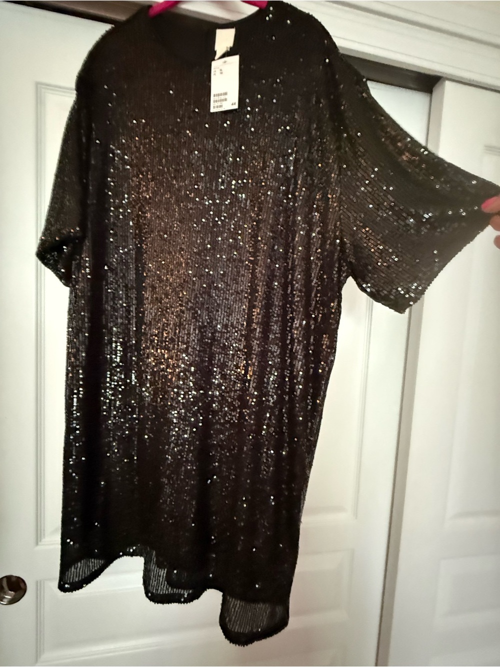 NWT H&M Black Sequin Short Sleeve Dress
